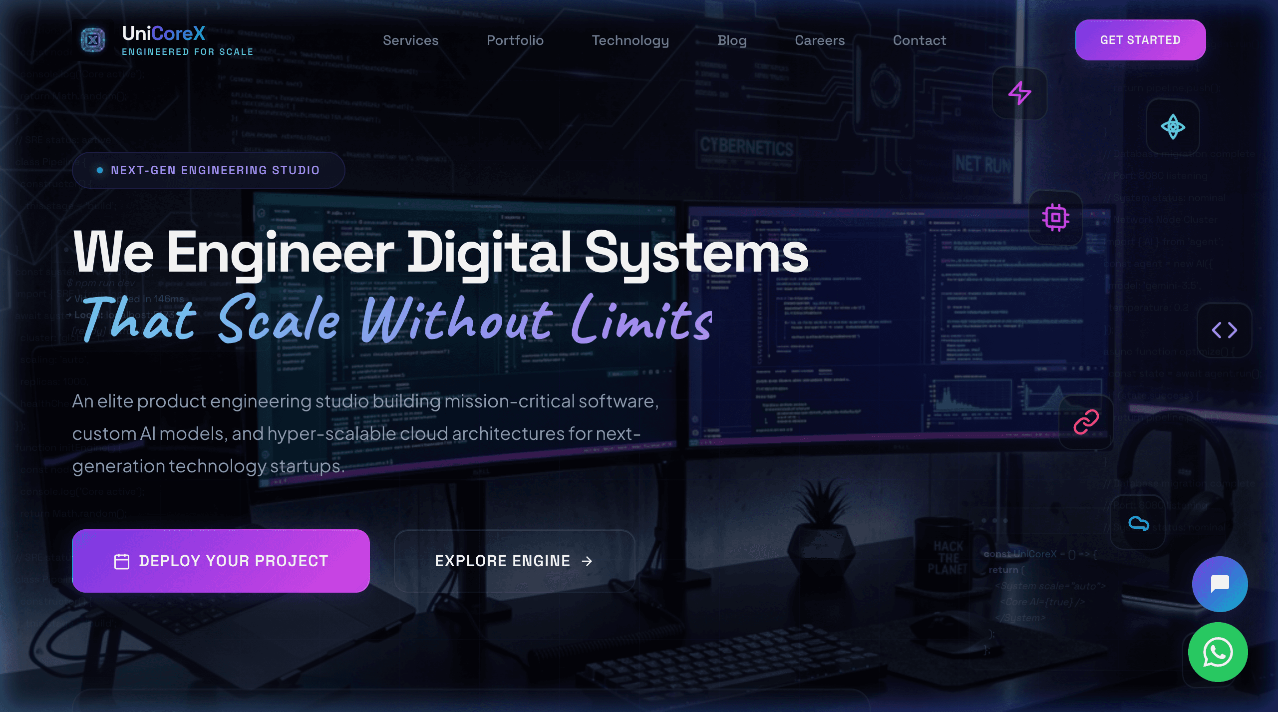 UniCoreX Technologies Interface Mockup